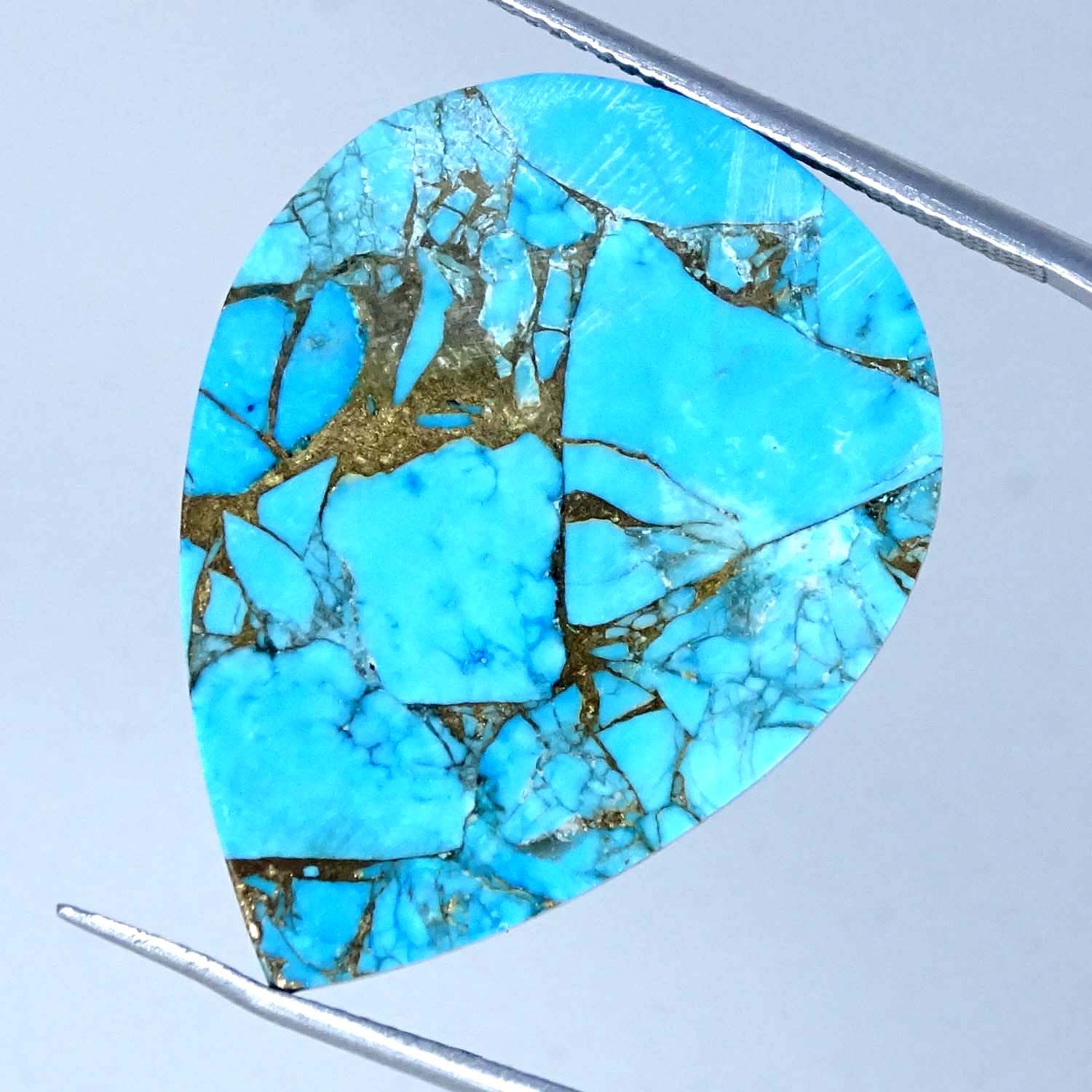 20.50Cts Best Lab-Created Sky Blue Copper Turquoise Pear Cabochon 22X29X3MM
