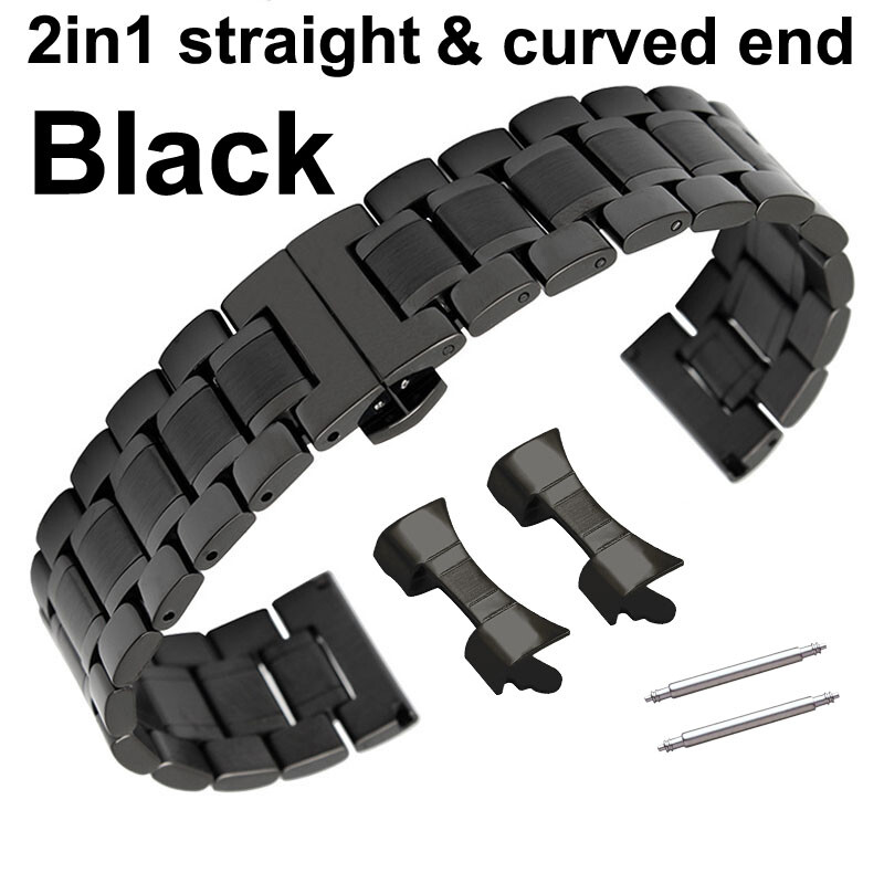 12mm 15 16 17 18 19 20 21 22 23 24mm Curved End Watch Band Stainless Steel Strap
