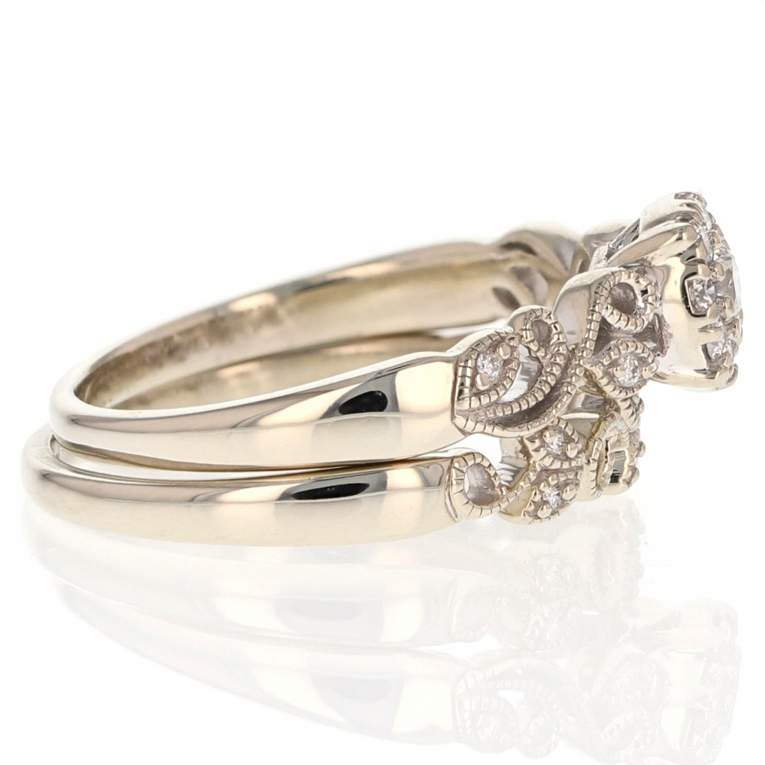 .31ctw Diamond Halo Cluster Vine Wedding Set Rings 10k White Gold Size 8.25