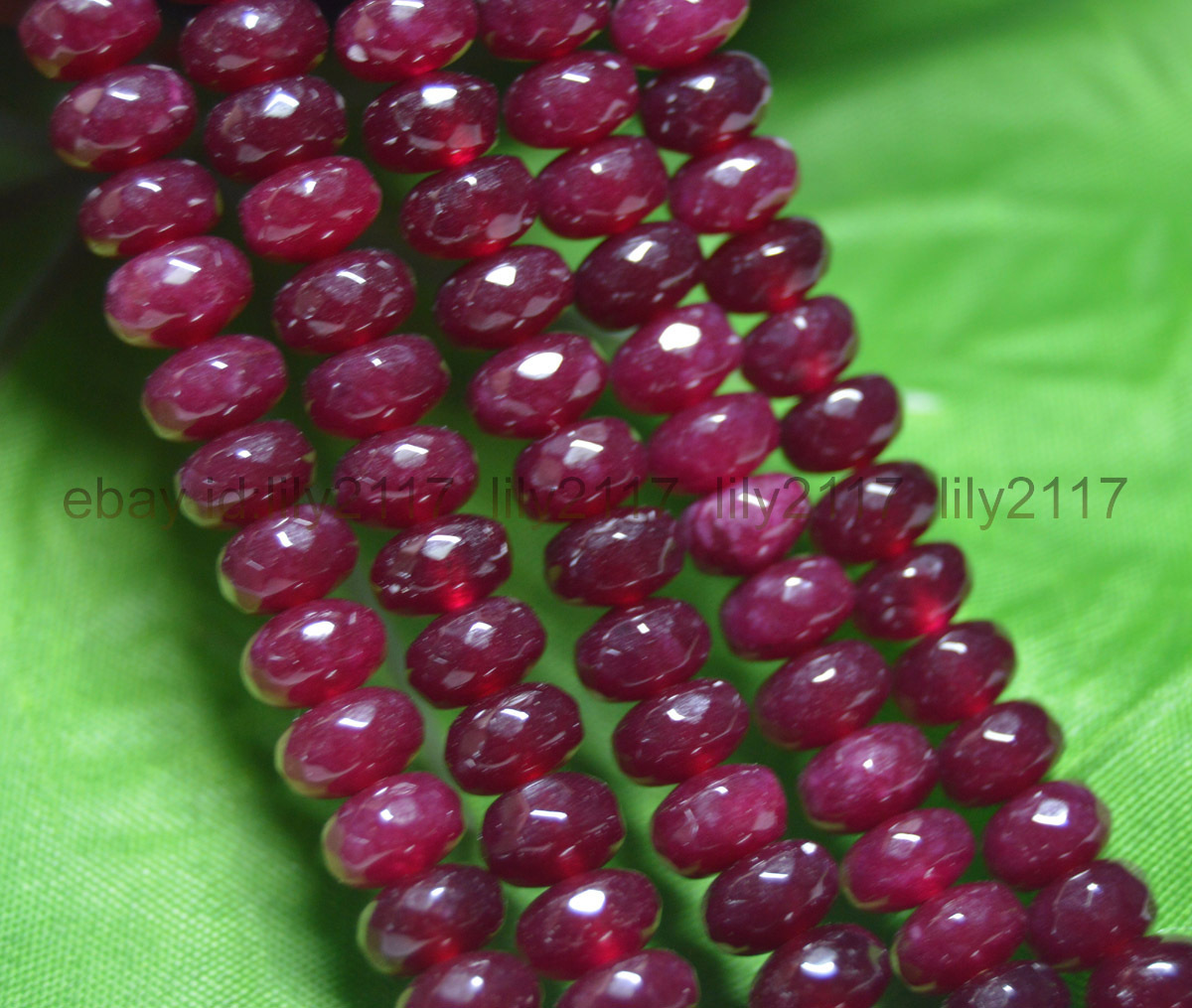 Pretty 4X6mm Faceted Dark Red Garnet Gemstone Roundel Loose Beads 15″