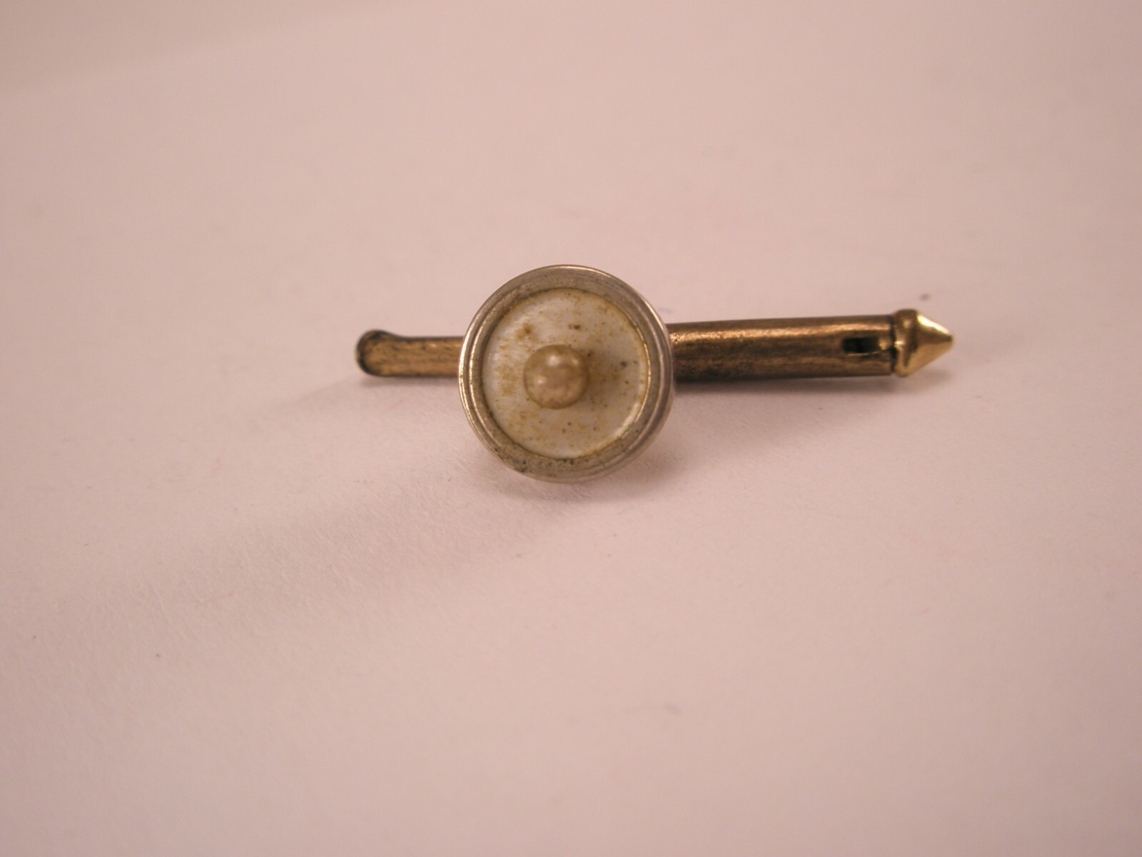 SINGLE (1) 1/4″ Seed Pearl Larter Rolled Gold Plate Vintage Formal Tux Stud f49