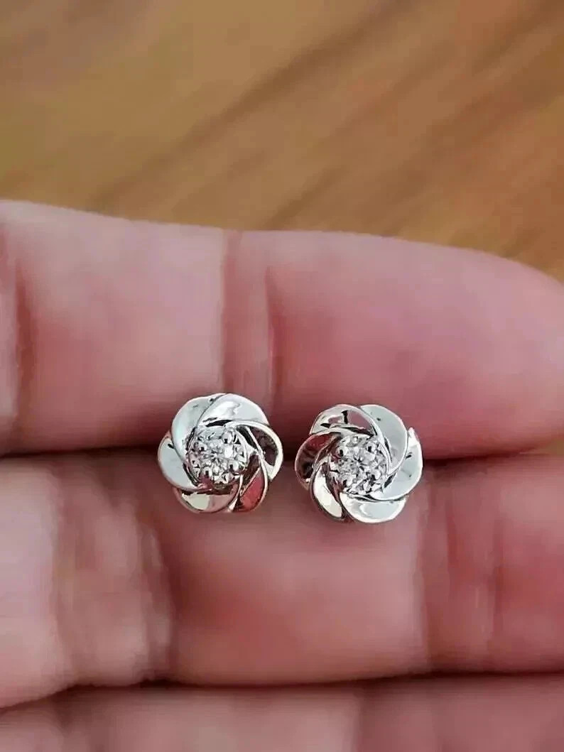 2.1Ct Round Cut Lab-Created Diamond Women’s Stud Earrings 14K White Gold Plated