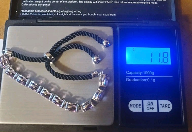 NIB 925 Sterling Amethyst Gemstone TESTED Slide Bracelet W/ Black Cord