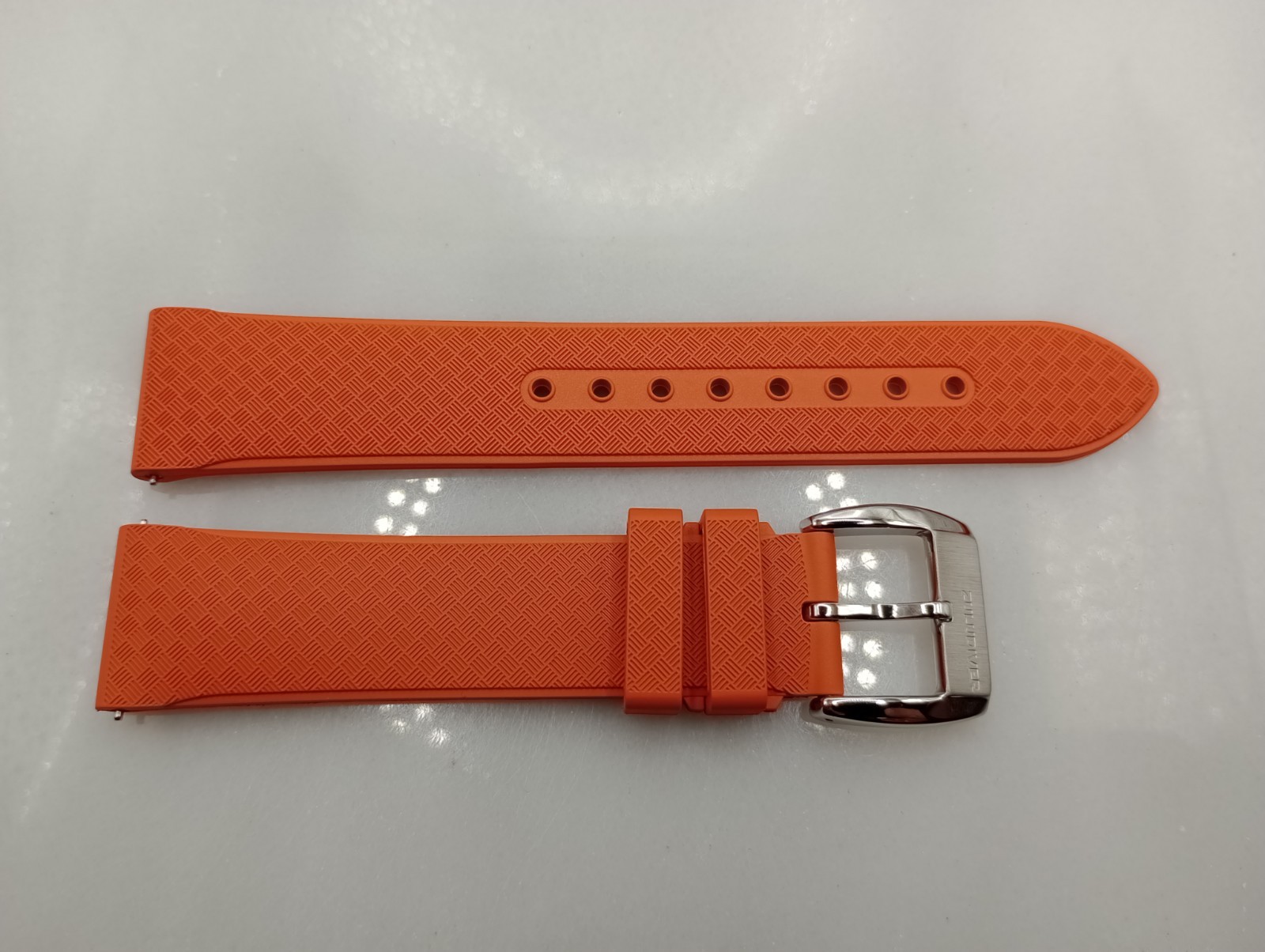 New 20mm Watchgecko Zuludiver HNBR Rubber Watch Strap Orange Quick Release 6B361