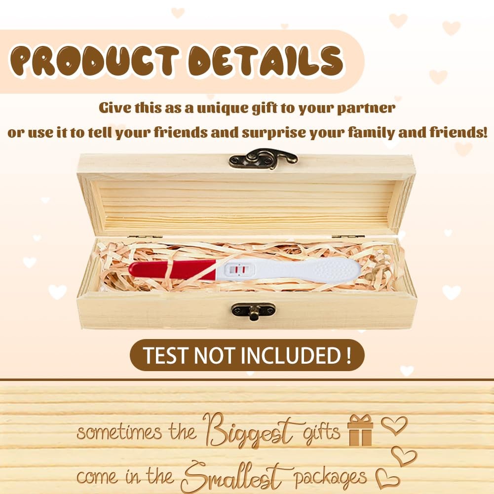 CHGCRAFT Wooden Pregnancy Test Gifts Box Pregnancy Test Keepsake Box Laser En…