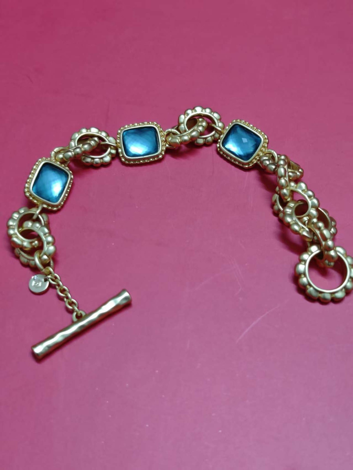 Julie Vos Blue Gold Marbella Iridescent Crystal Bracelet