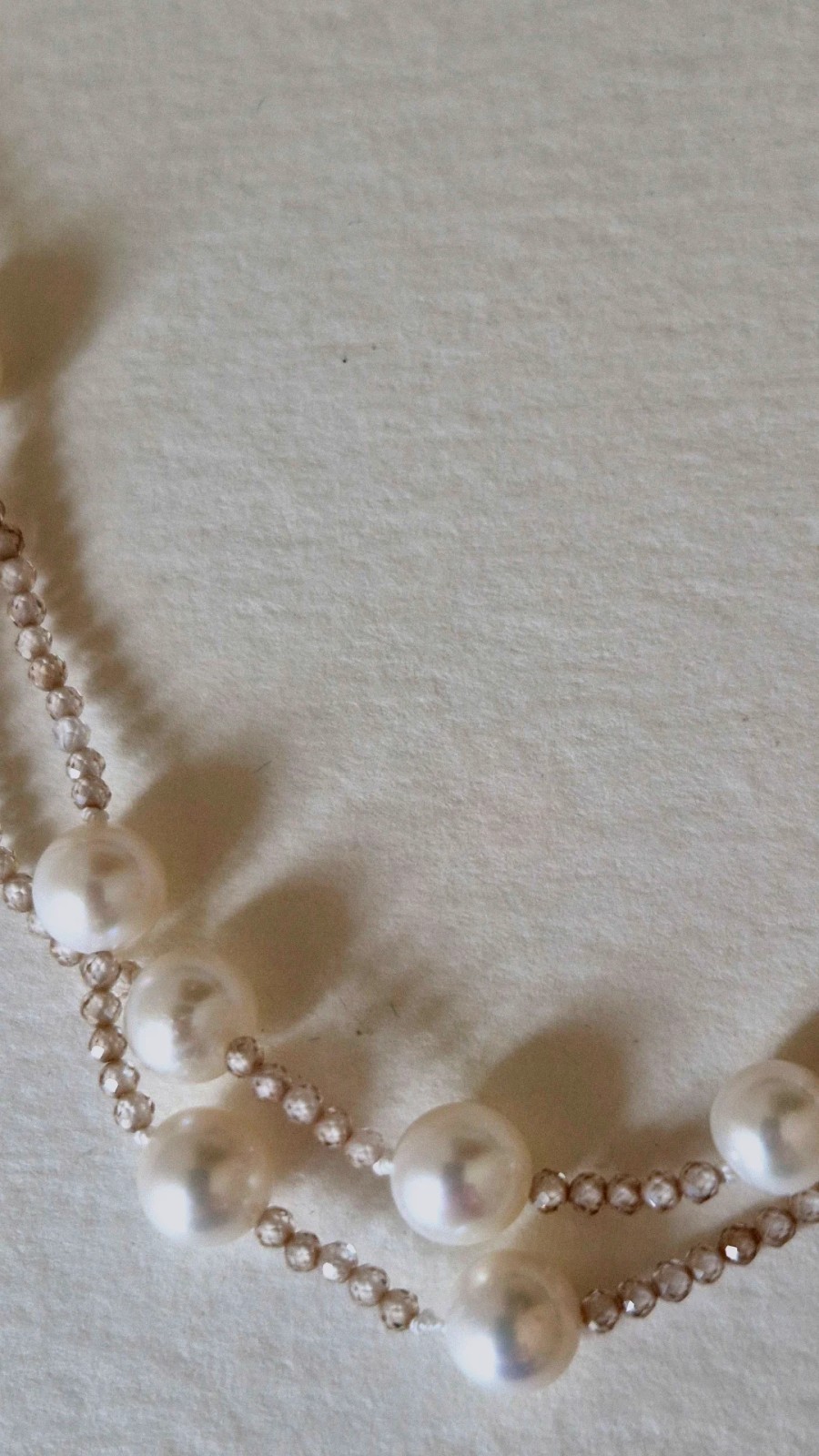 AAA Pearl Necklace 18CT GOLD Clasp with Beige Cubic Zirconia.