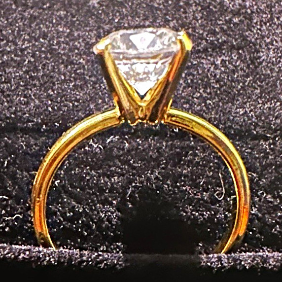 Vintage LIND 14kt HGE Solitaire Engagement Ring Round CZ Size 7 2mm