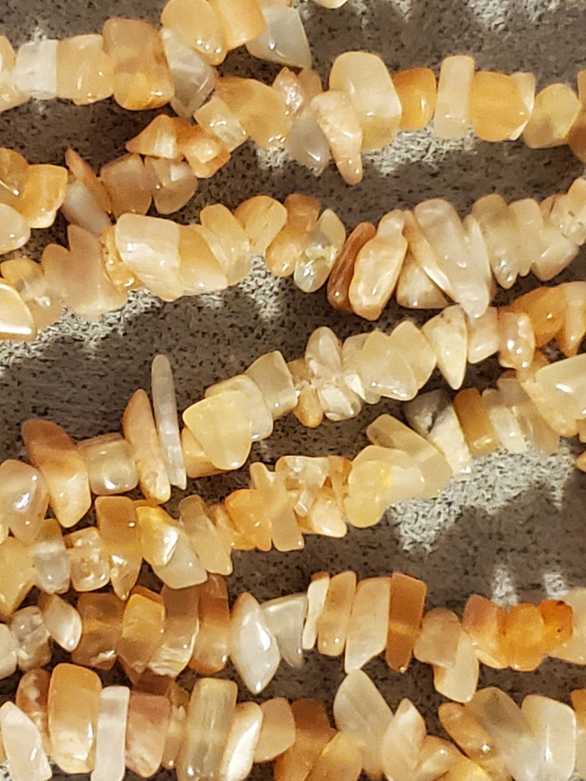 Carnelian Quartz Chip Beaded Rope Necklace 33 Inches