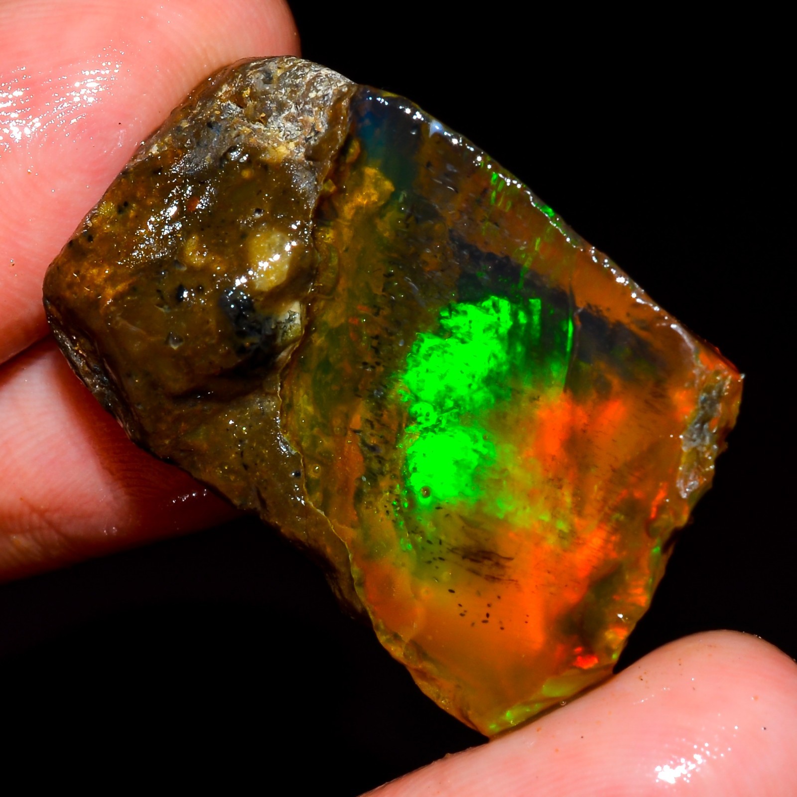 43 Ct Ethiopian Opal Rough Gemstone, Loose Gemstone Multi Fire Opal L 61