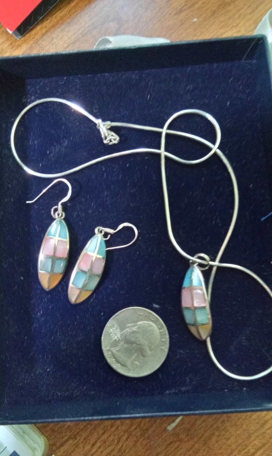 sterling silver necklace and earring set 925