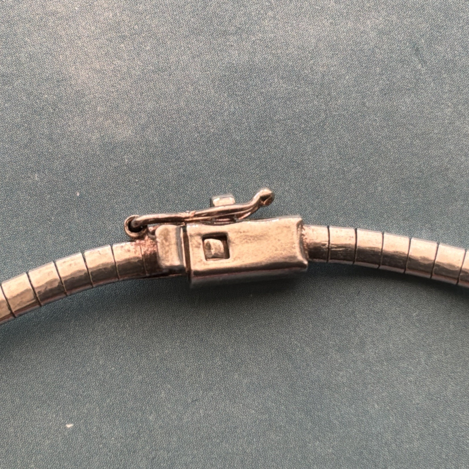 Sterling Silver Snake Chain W/V Shape Collar Necklace, Stamped 925 Made In Italy