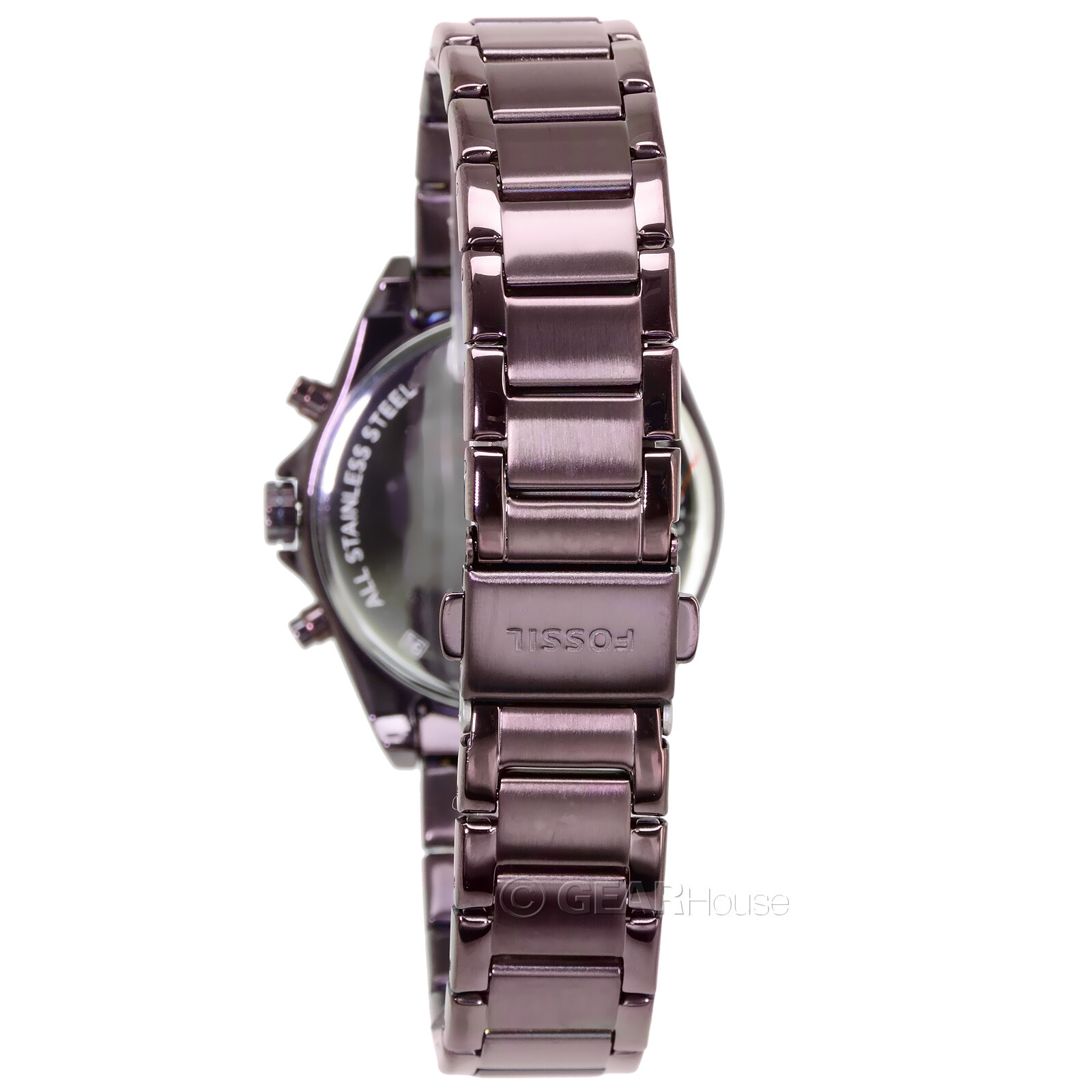 FOSSIL Modern Courier Womens Chronograph Watch, Red Rose Gold Dial Burgundy Band