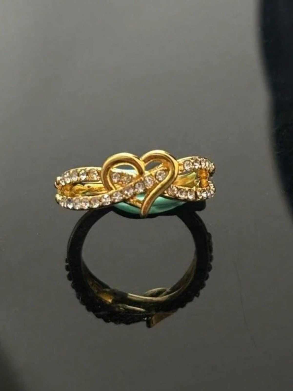 Heart Infinity Ring Rhinestone Crystal Promise Band Elegant Womens Jewelry Gift