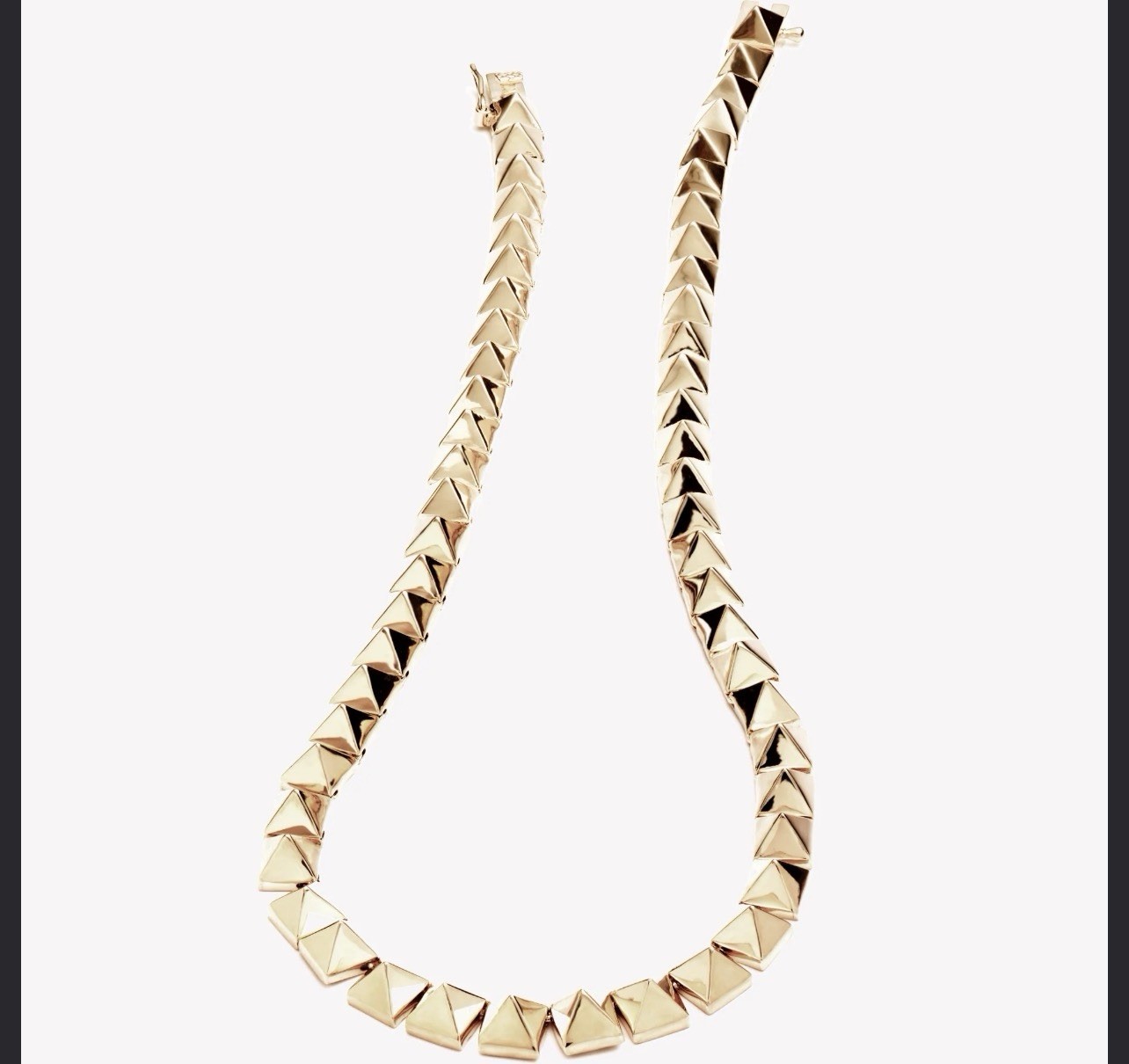 Eddie Borgo Pyramid Necklace – 12K Gold Plated, 17’ Signature Piece Retail 500$