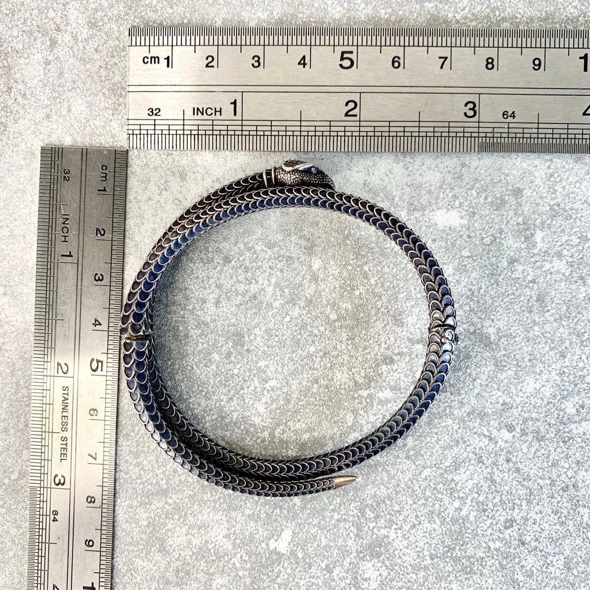 GUCCI Silver Snake Design Bangle Bracelet 5.9in No Box Used Men’s Japan