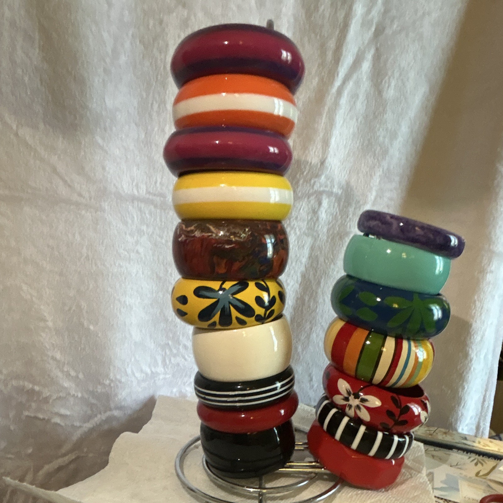 Vintage Multicolor Plastic, Wood, Metal Bangle Bracelets Mixed Lot – 31 Pieces