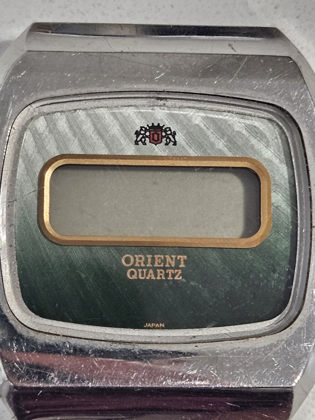 Vintage Orient Quartz Watch LCD Silver Tone Green Dial TS641102-40