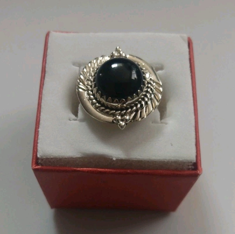Black Onyx Gemstone Handmade 925 Sterling Silver Jewelry Ring Size 5 & 6.00 G
