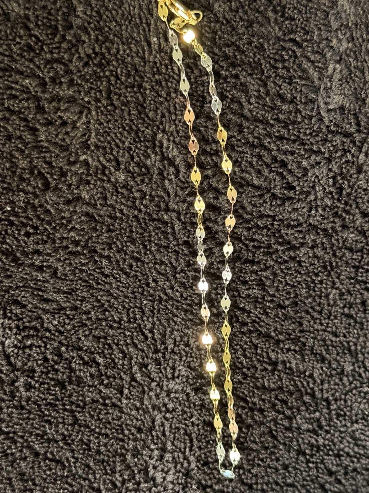 2 bracelets/ anklets 10K 8” tricolor solid Gold with Lobster Clasp