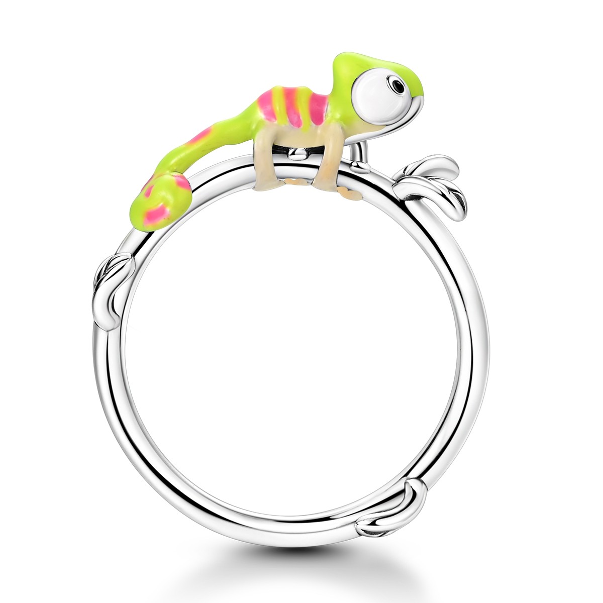 LAZA Original 925 Sterling Silver Finger Ring Enamel Chameleon for Women Jewelry