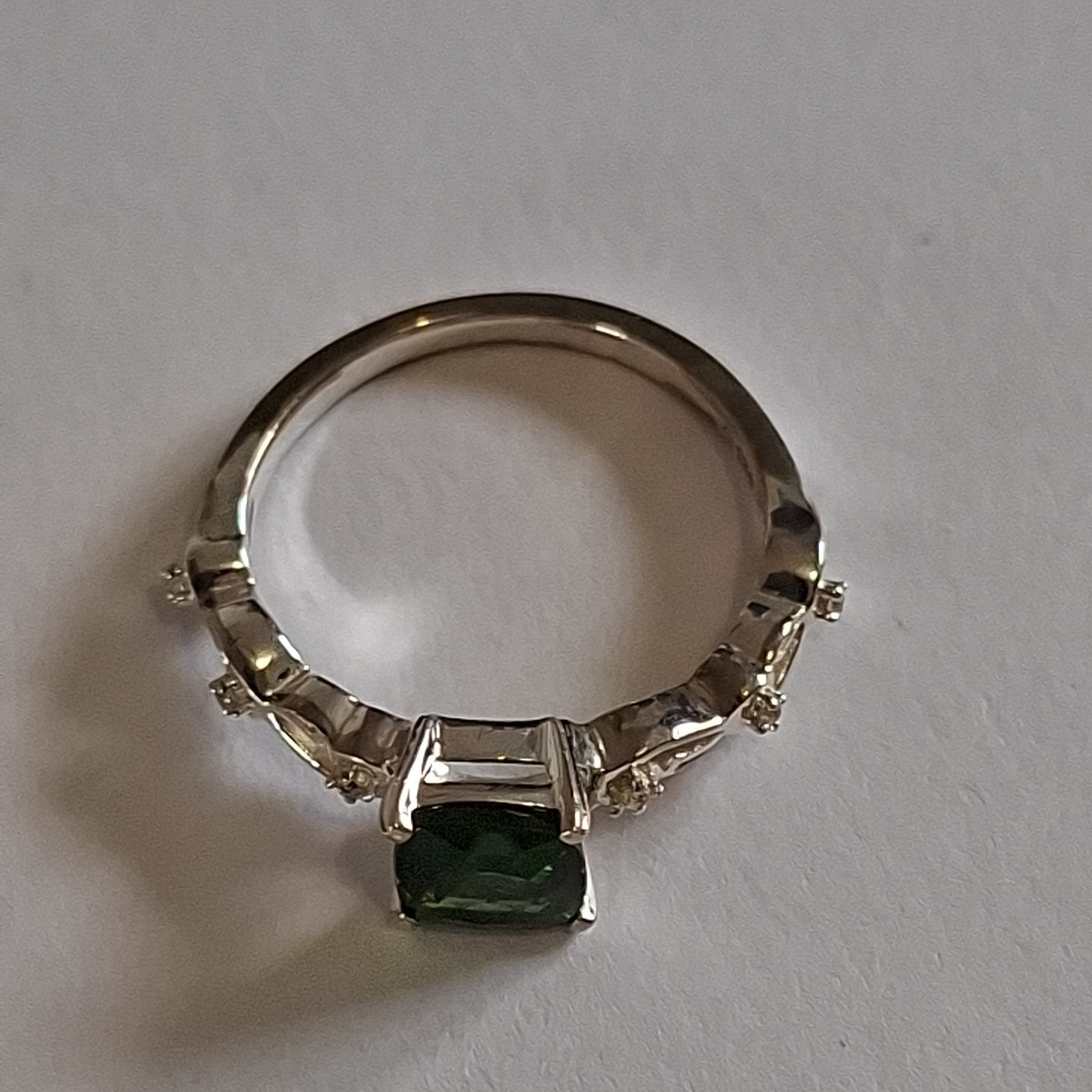 Sterling Silver & Chrome Diopside Ring Size L1/2
