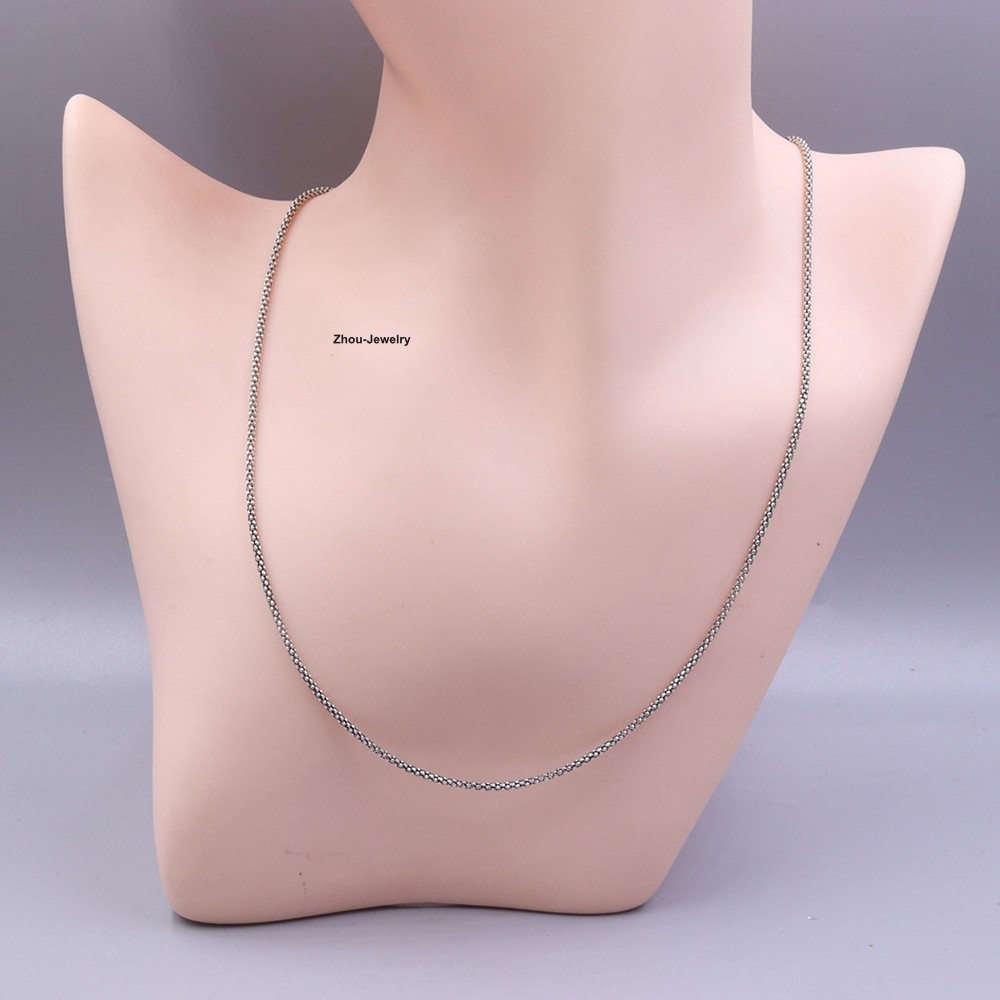 Solid 925 Sterling Silver 1.8mm Popcorn Link Chain Necklace For Her 17.7inch