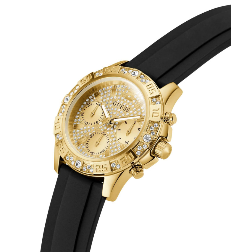 GUESS Black Strap Gold Tone Multi-function Women’s Watch GW0772L5
