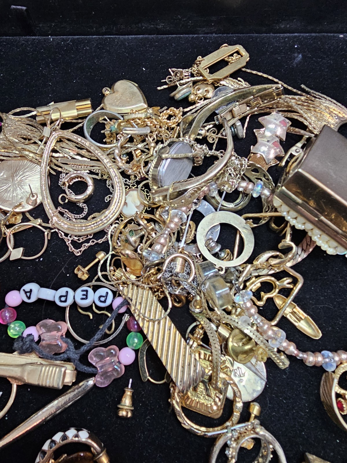 Vintage To Mod Jewelry Lot Scrap Broken Mixed Metals Some GF Untested Over 1lb