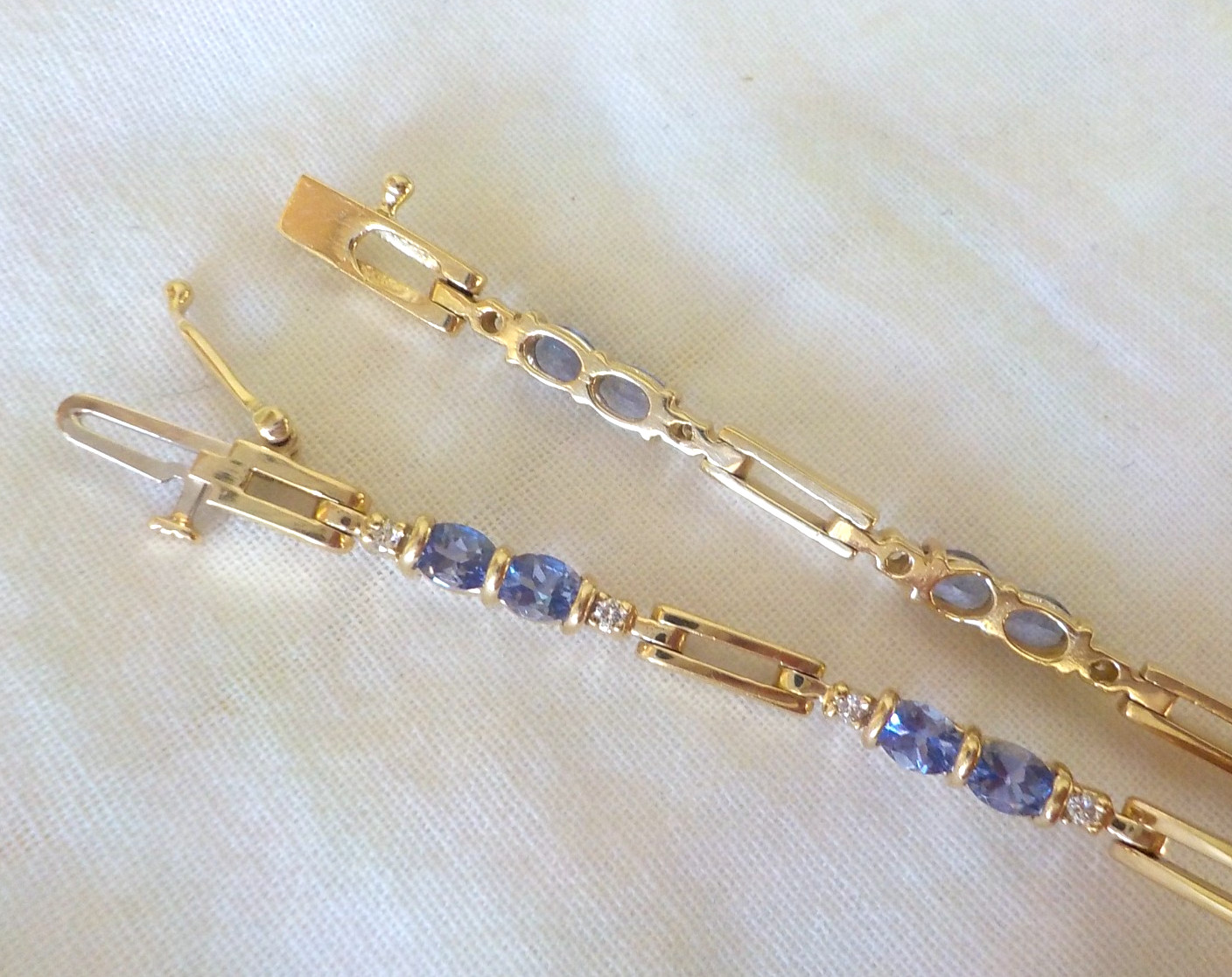 Solid 14K Yellow Gold Tanzanite Diamond Bracelet – 9.90 gms, 6.9 in, 1.20 ctw