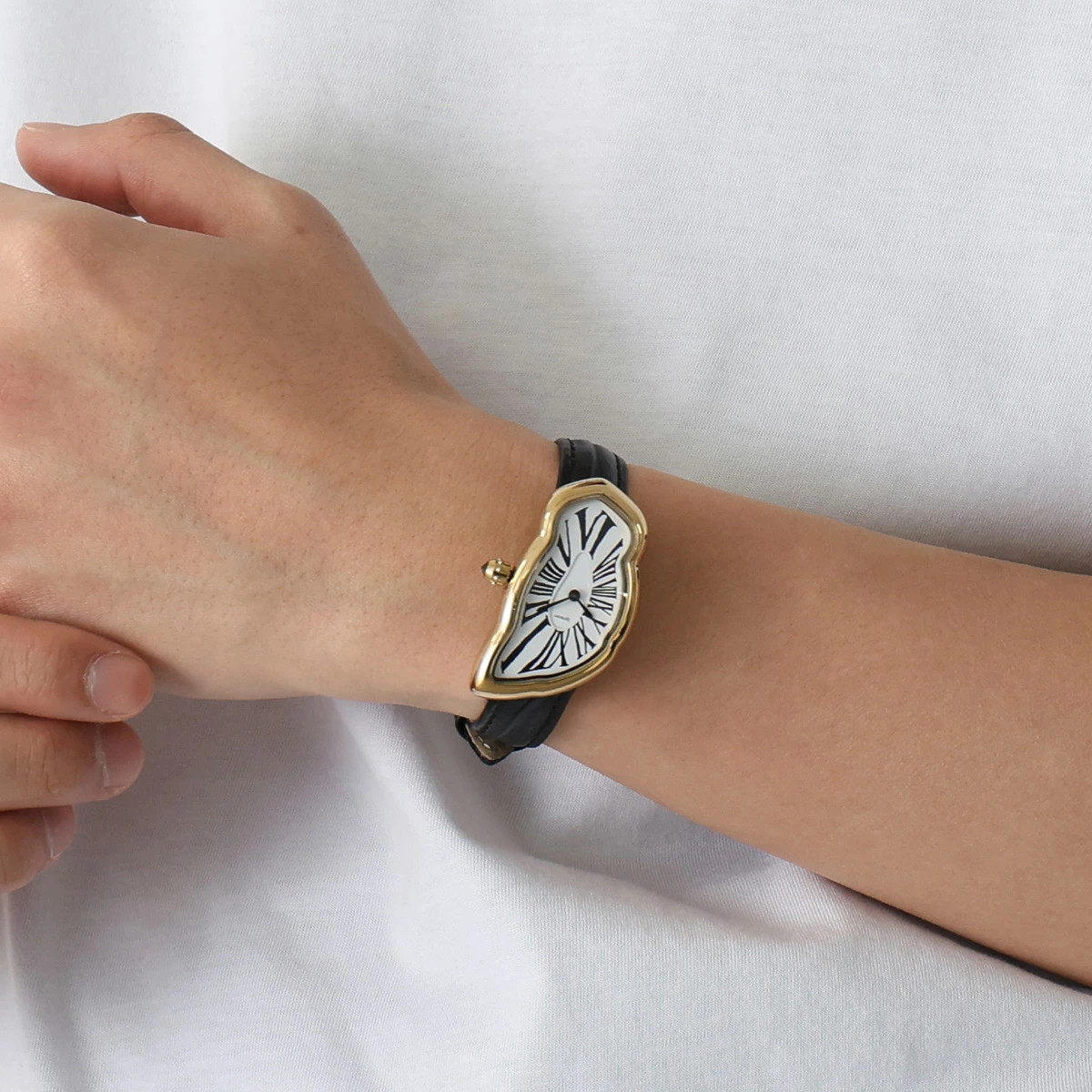 Laphont Melting Watch Large Analog Japanese Gold or Silver or Silver Black