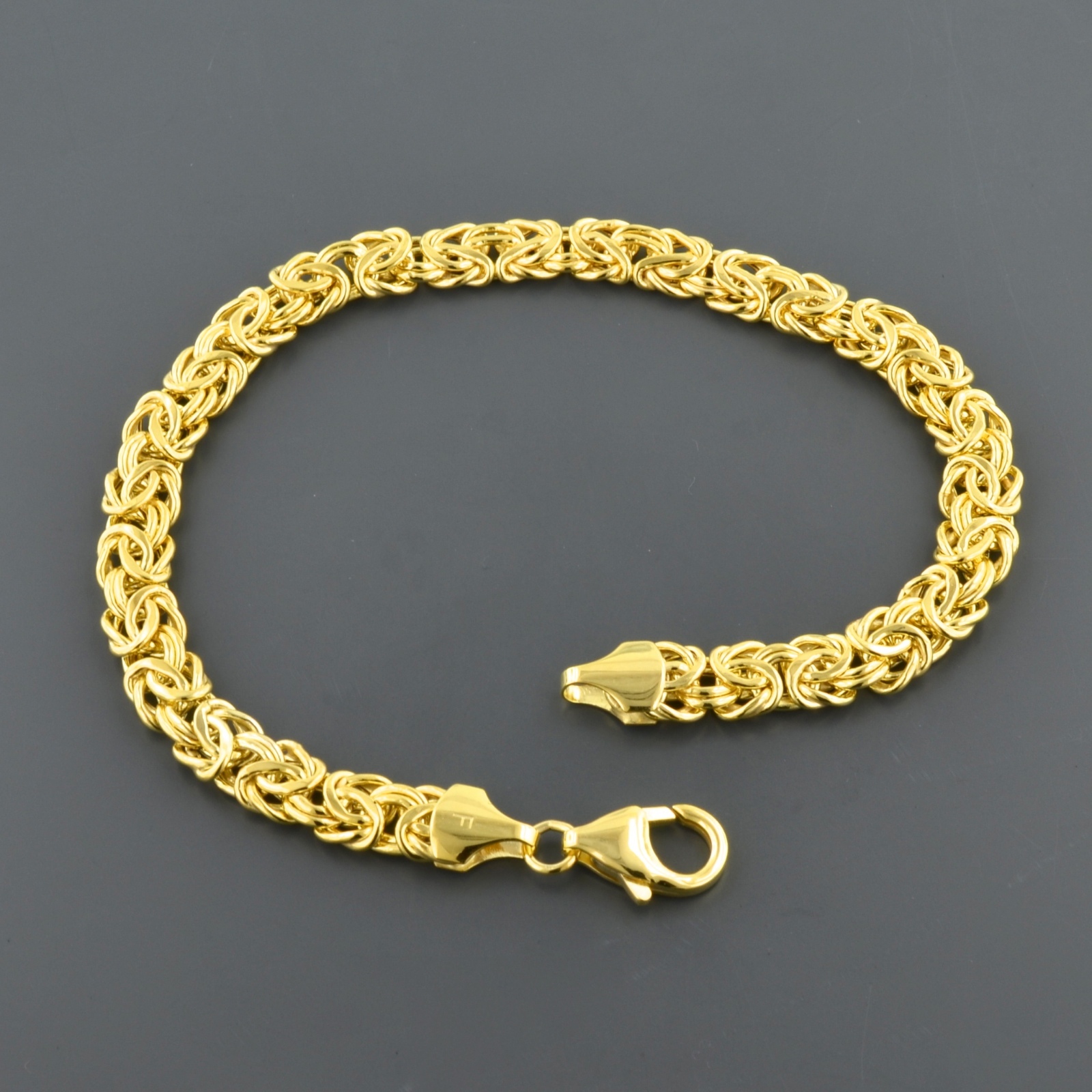 10K YELLOW GOLD 6.0MM WIDE OVAL BYZANTINE LINK 7.25 INCH BRACELET