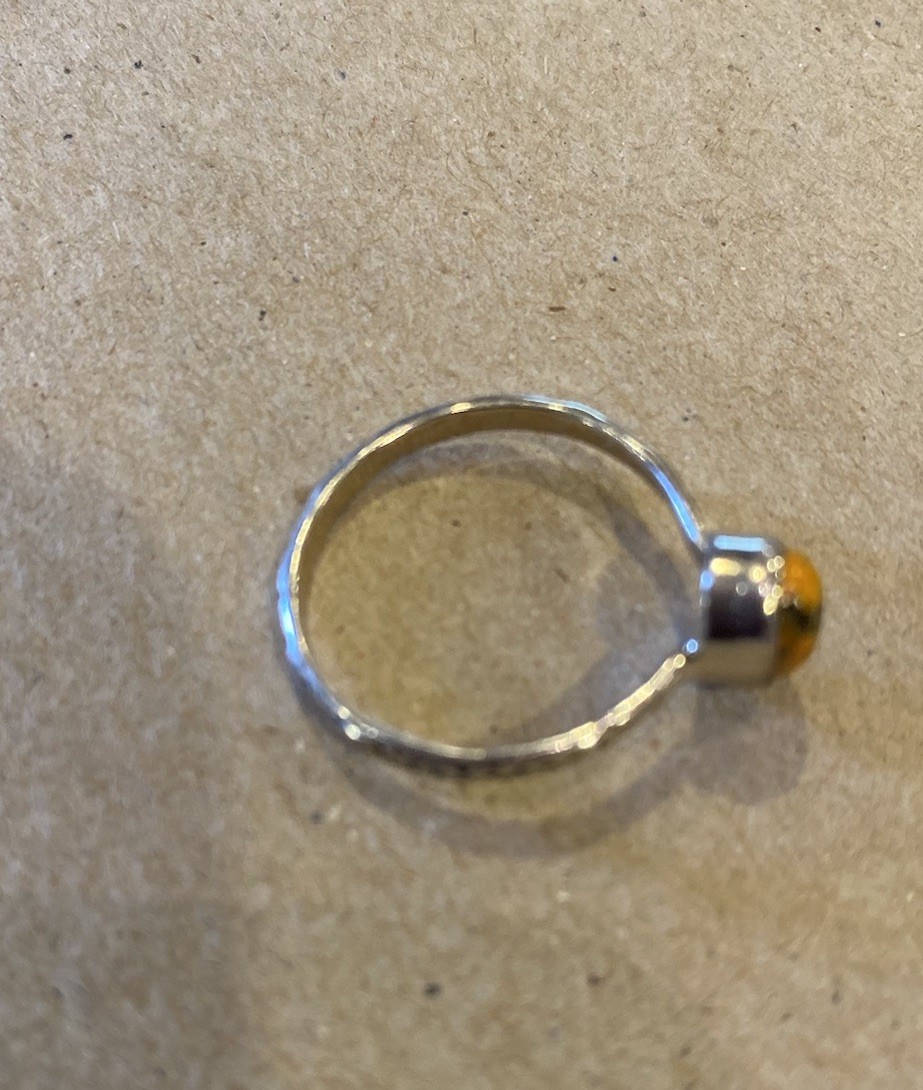 Teardrop Orange and Green Ring Unkown Gem Size 8.75 Silver 925