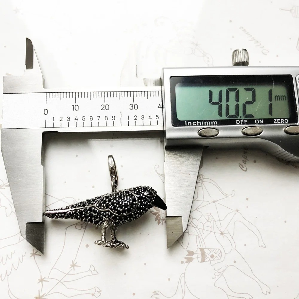 Black Raven Pendant 925 Sterling Silver Crow Bird Necklace Viking Nordic Jewery