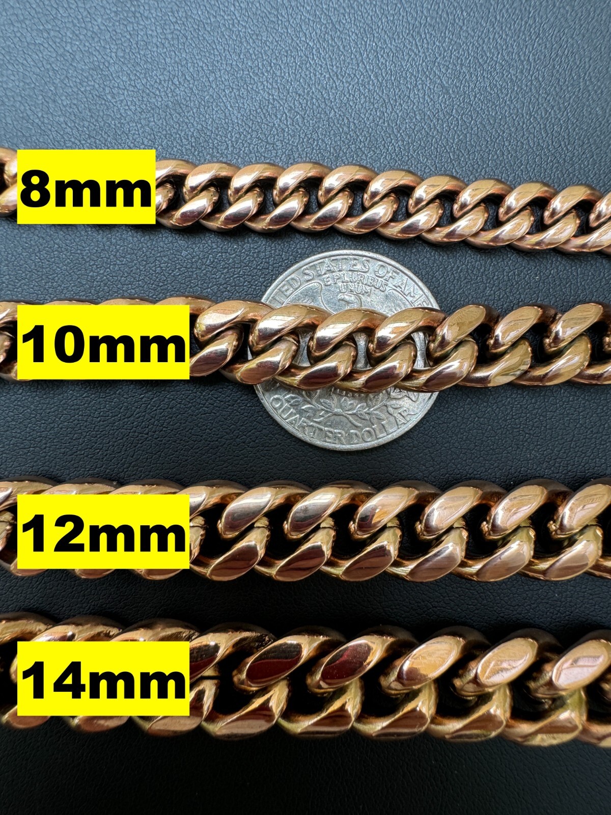 Miami Cuban Link Chain W. 1ct CZ Iced Clasp 14k Rose Gold Plated Stainless Steel