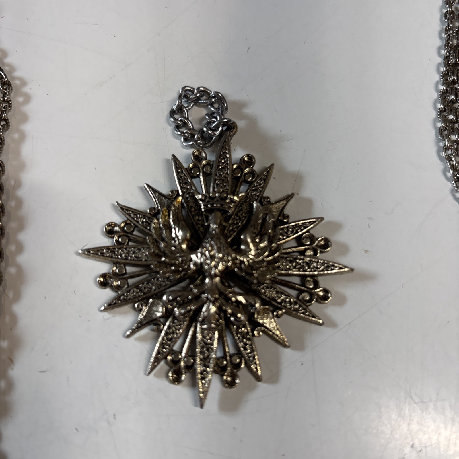 Vintage ART Arthur Pepper Maltese Cross military crown eagle Pendant Necklace 28