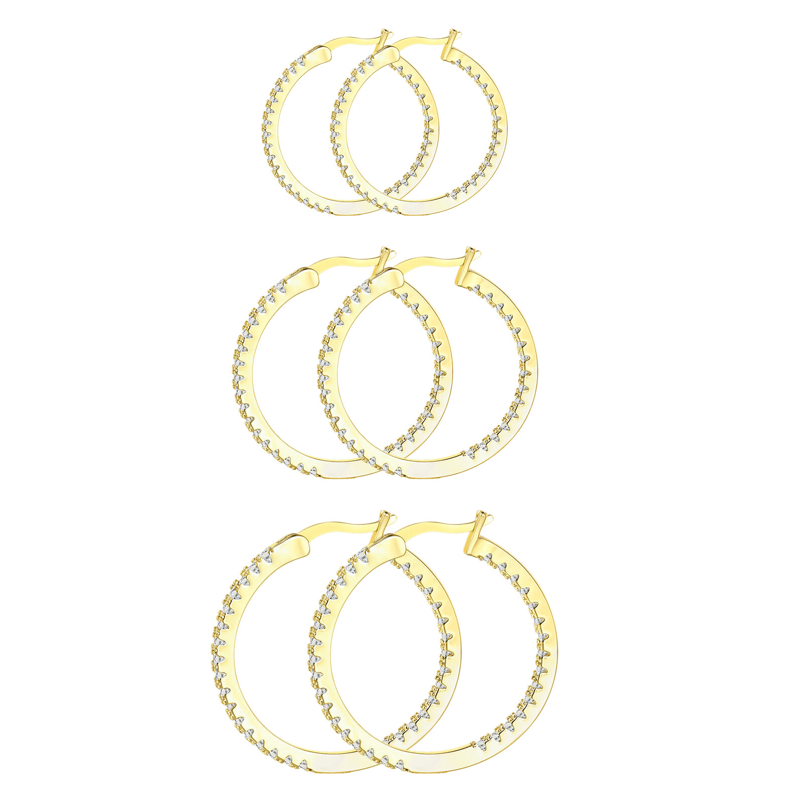 Delicate Women Earrings Jewelry Stainless Steel Huggie Hoop CZ Ear Studs 15-30MM