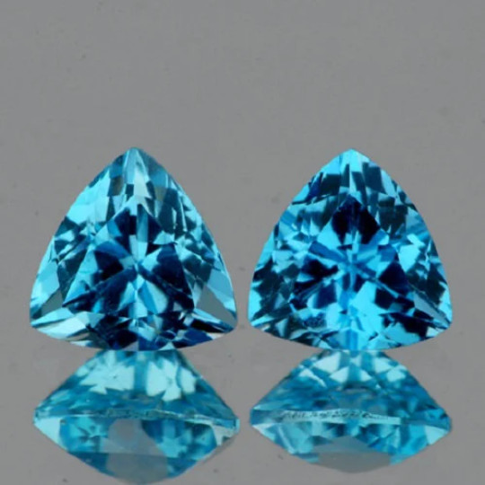 Swiss Blue Topaz Trillion 7.00 mm 2 pieces,Flawless-VVS,Natural Loose Gemstone
