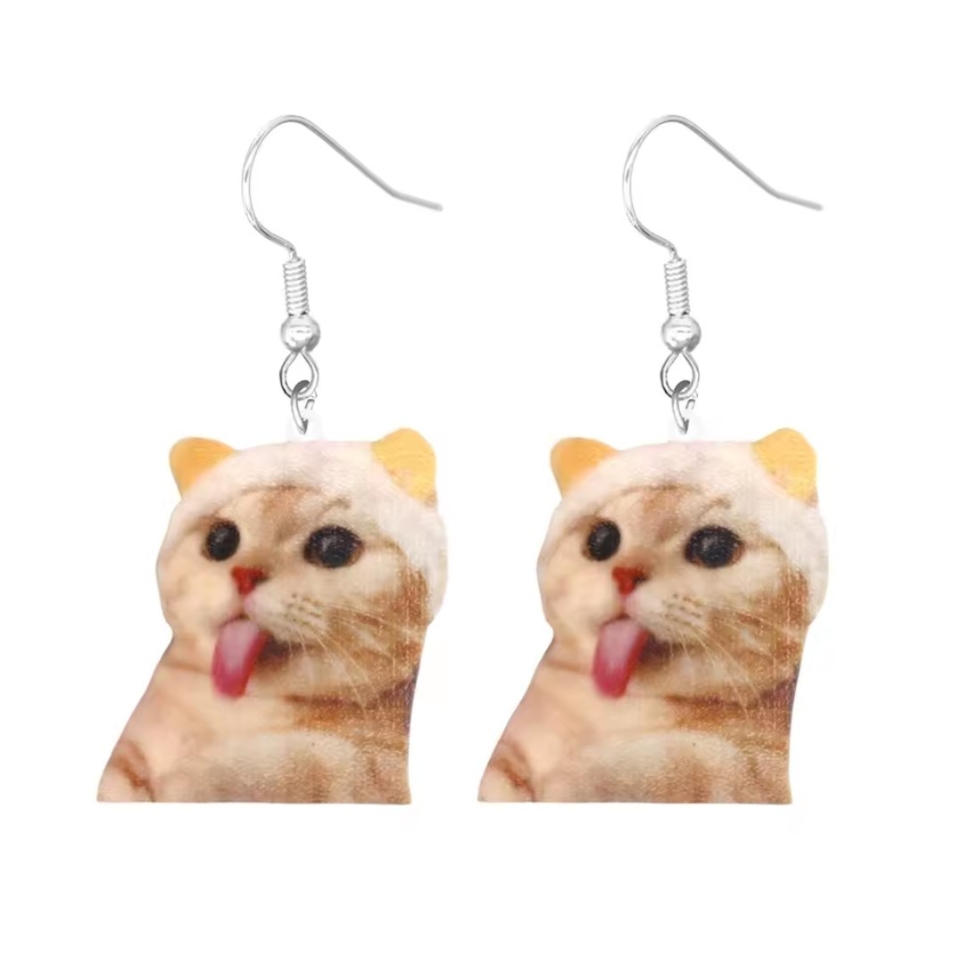 Women’s Fashion Novelty Cat Jewelry Resin Earrings Brat Kitte 90