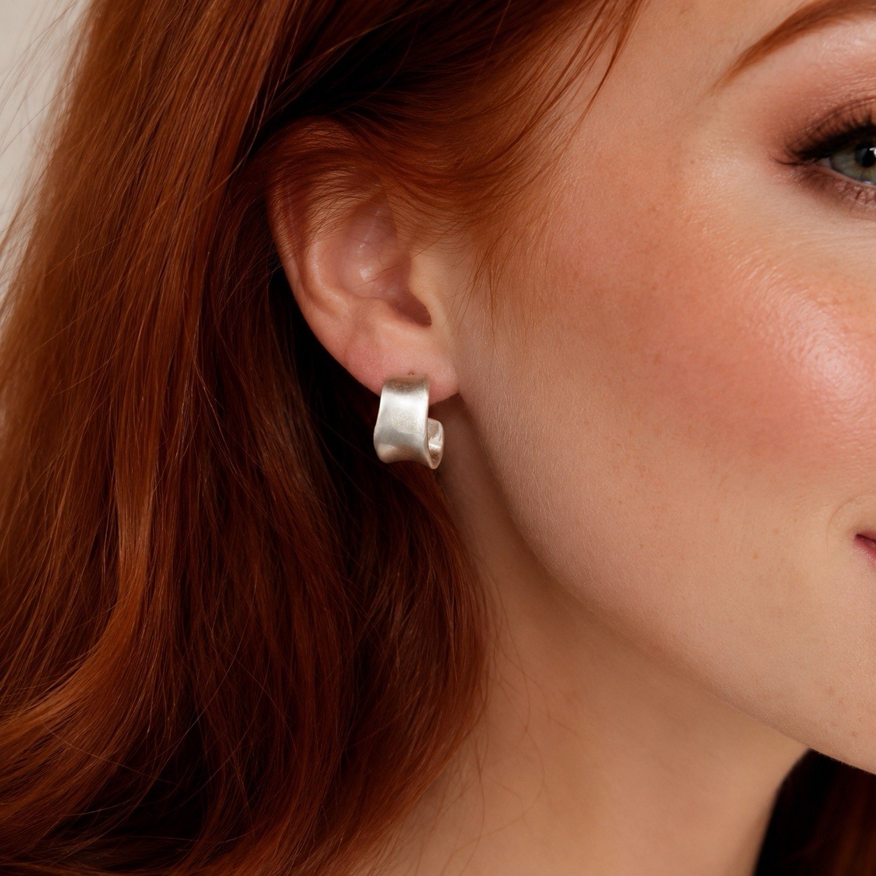 Sundance Molten Silver Hoop Earrings Boho Matte Brushed Minimalist Stud Catalog