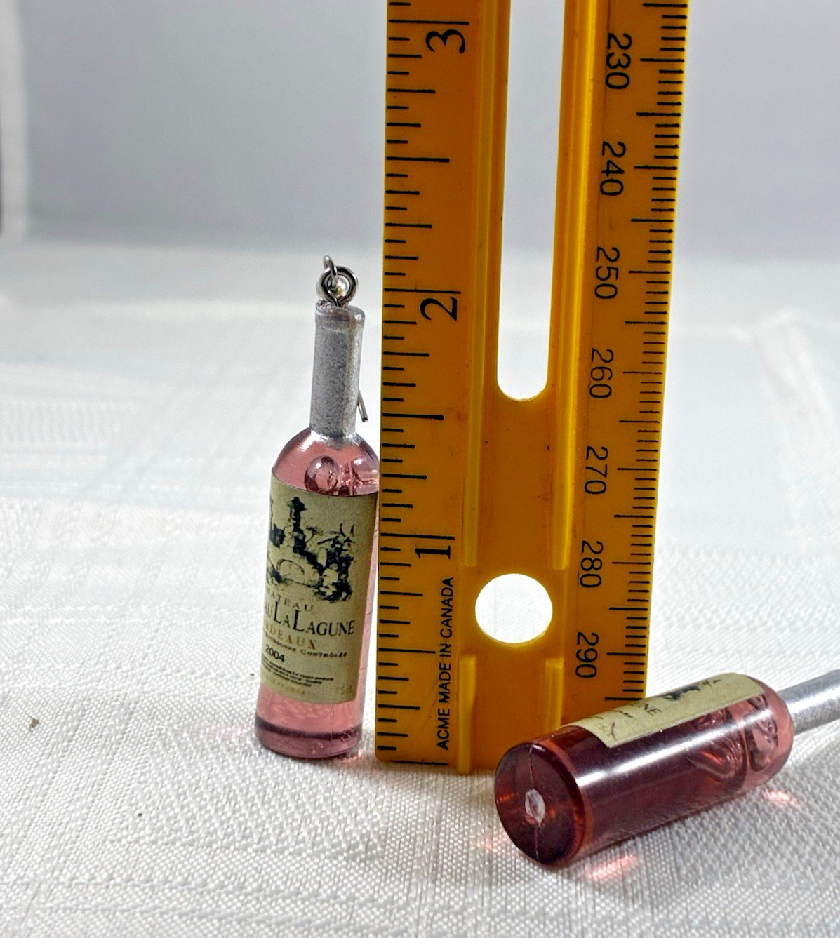 Mini Wine Bottle Dangle/Drop Hook Earrings 2 in Multicolor Plastic/Metal