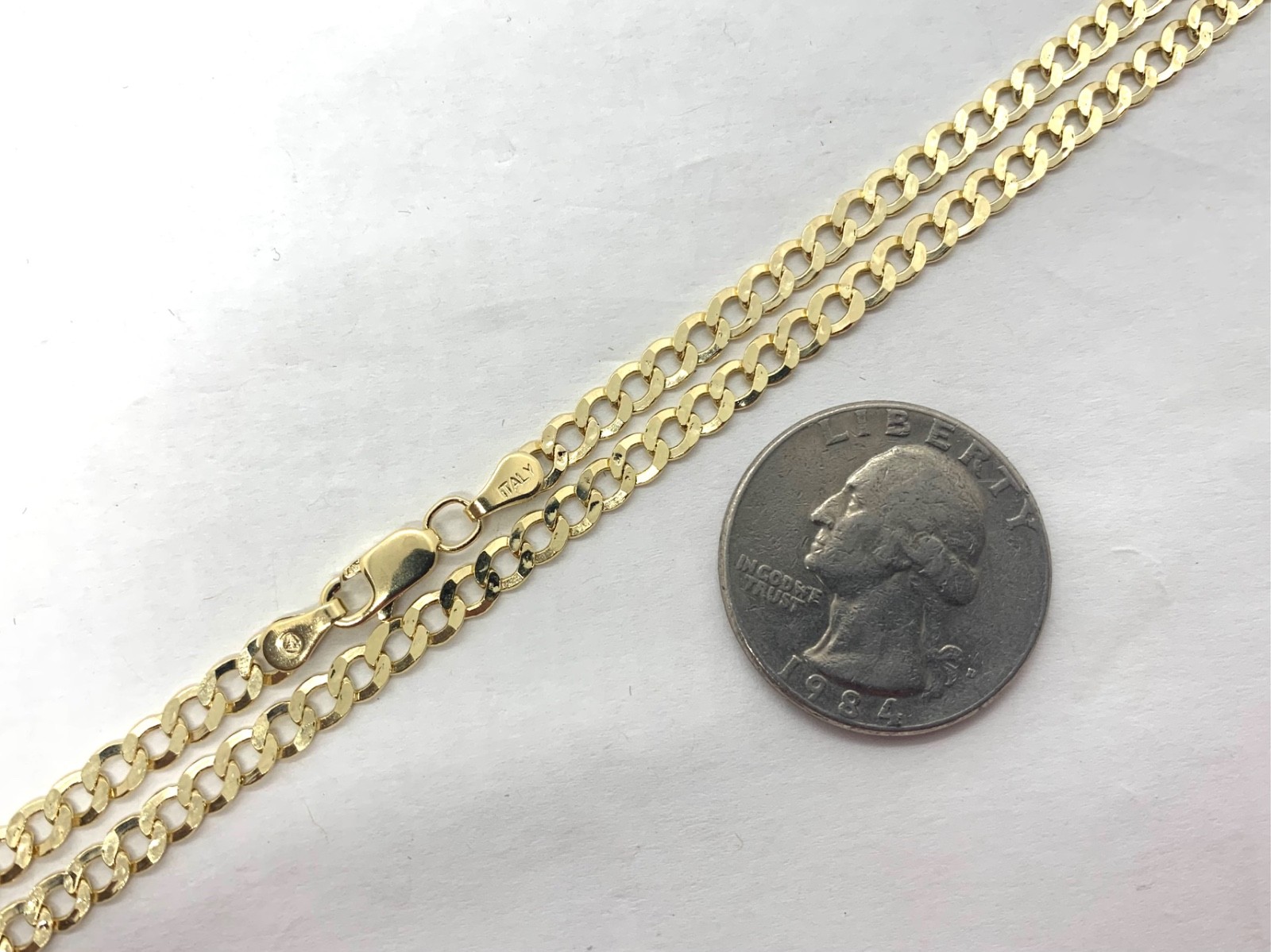 10K Yellow Gold Women’s/Men’s 3.5mm Cuban/Curb Link Chain Length 16″ to 24″