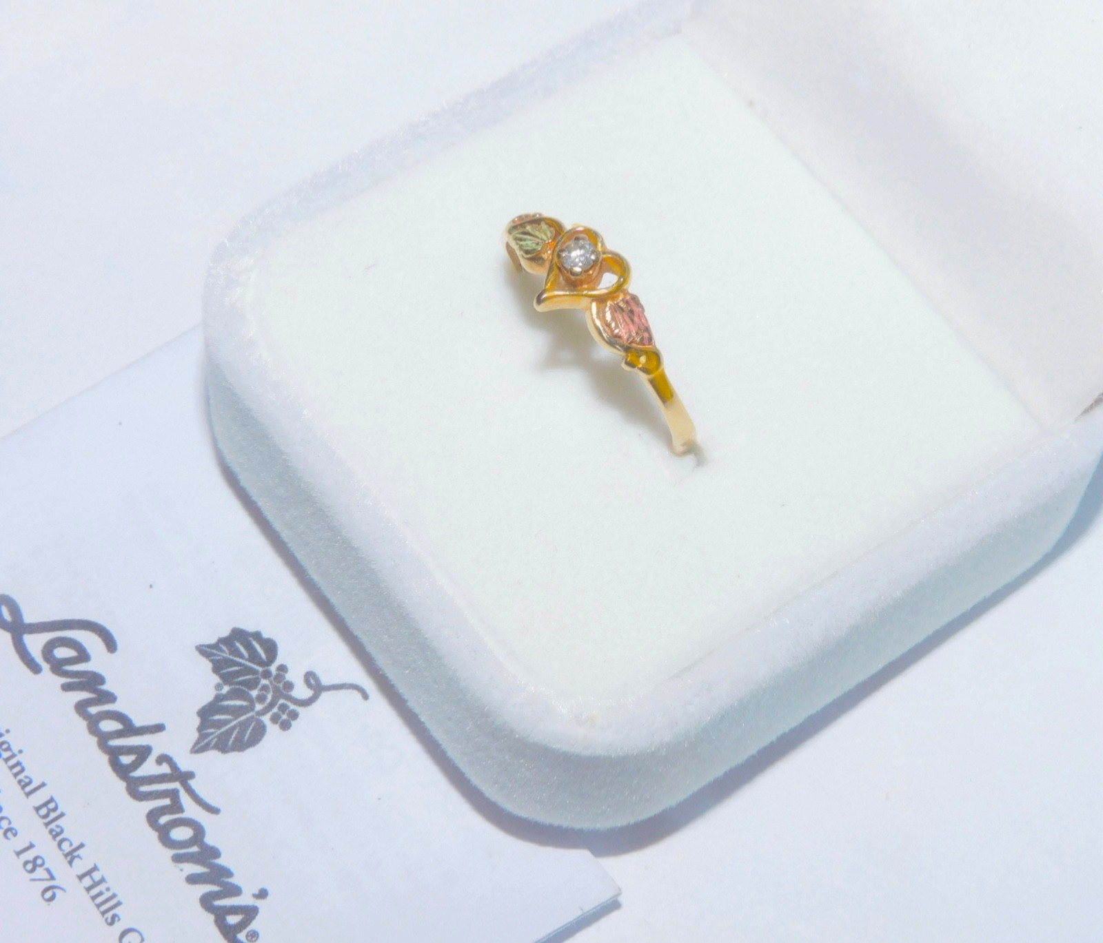 Black Hills Gold 10k Landstrom’s Diamond Ring Size 7 3/4