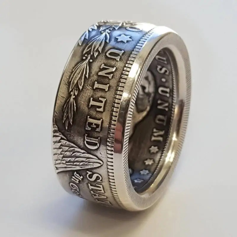 Silver Dollar Coin Ring Size 6-13 Handmade Crafted Rare Silver Morgan Men Rings