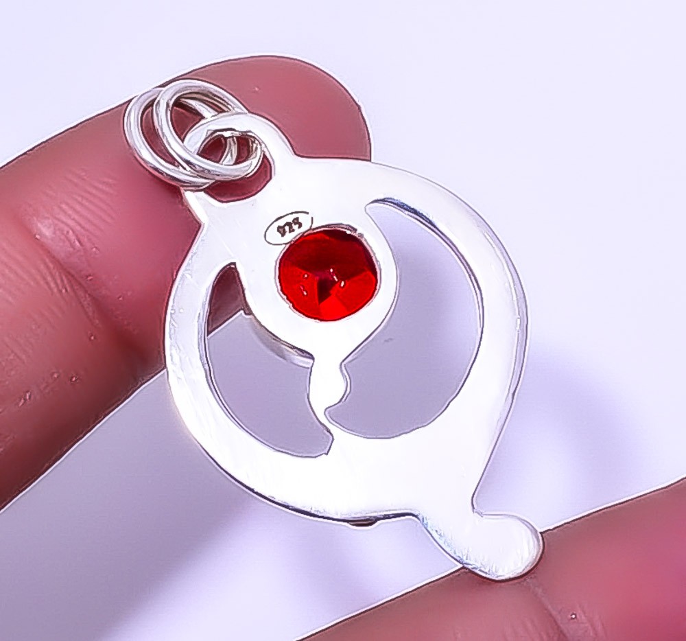 Garnet 925 Sterling Silver Bali Pendant 1.68″ A330