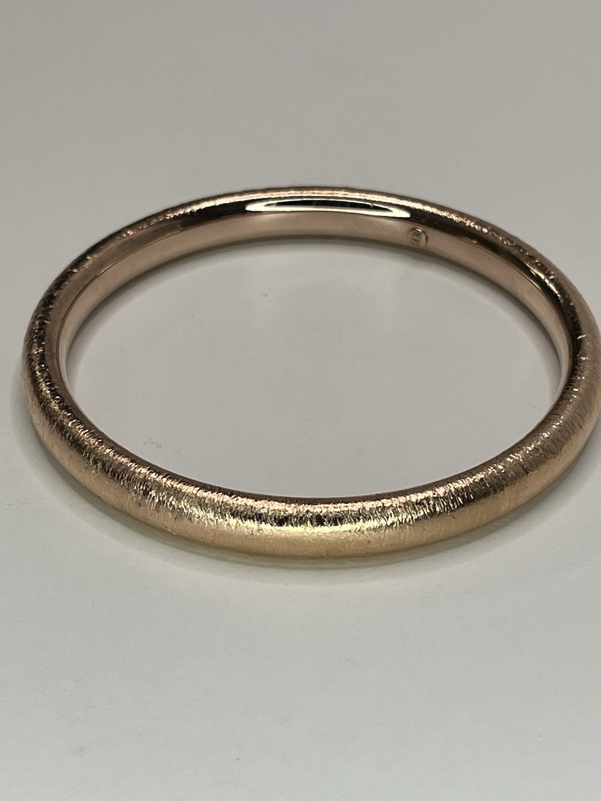 One Milor Italy 14K Rose Gold Over Resin Textured Bangle Bracelet 8”