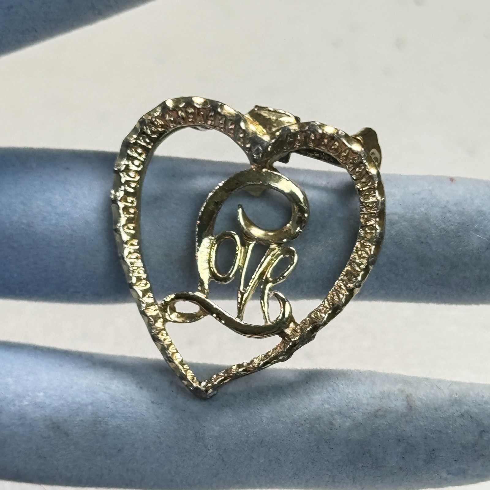 Vintage Gerry’s Heart Love Brooch Gold Tone Rhinestone Open Heart Signed Pin