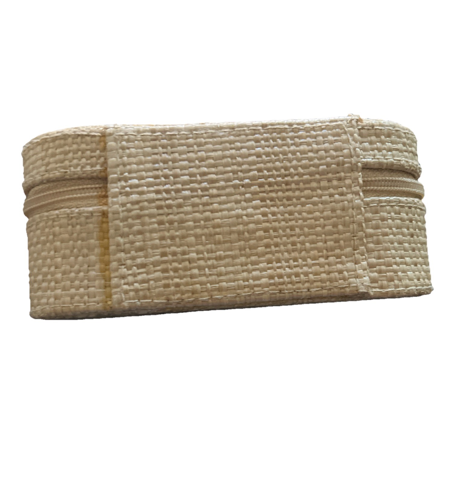 Jewelry Travel Case Box BAMBOO TYPE ZIPPER Tropical Palm Tree Small Bag Vintage