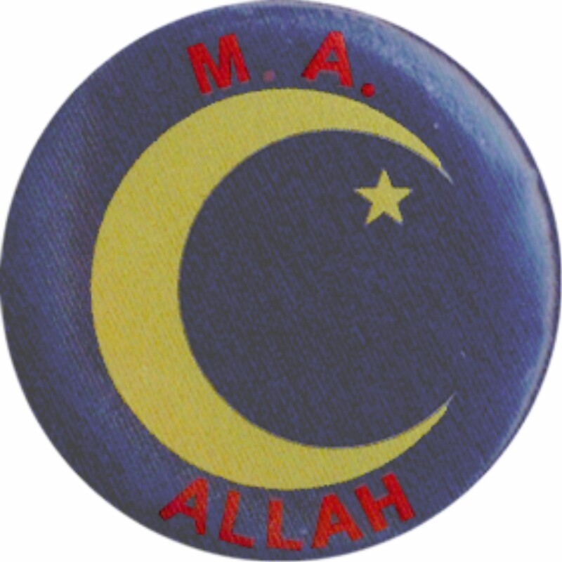 NEW Moorish American Button Round Blue with Crescent