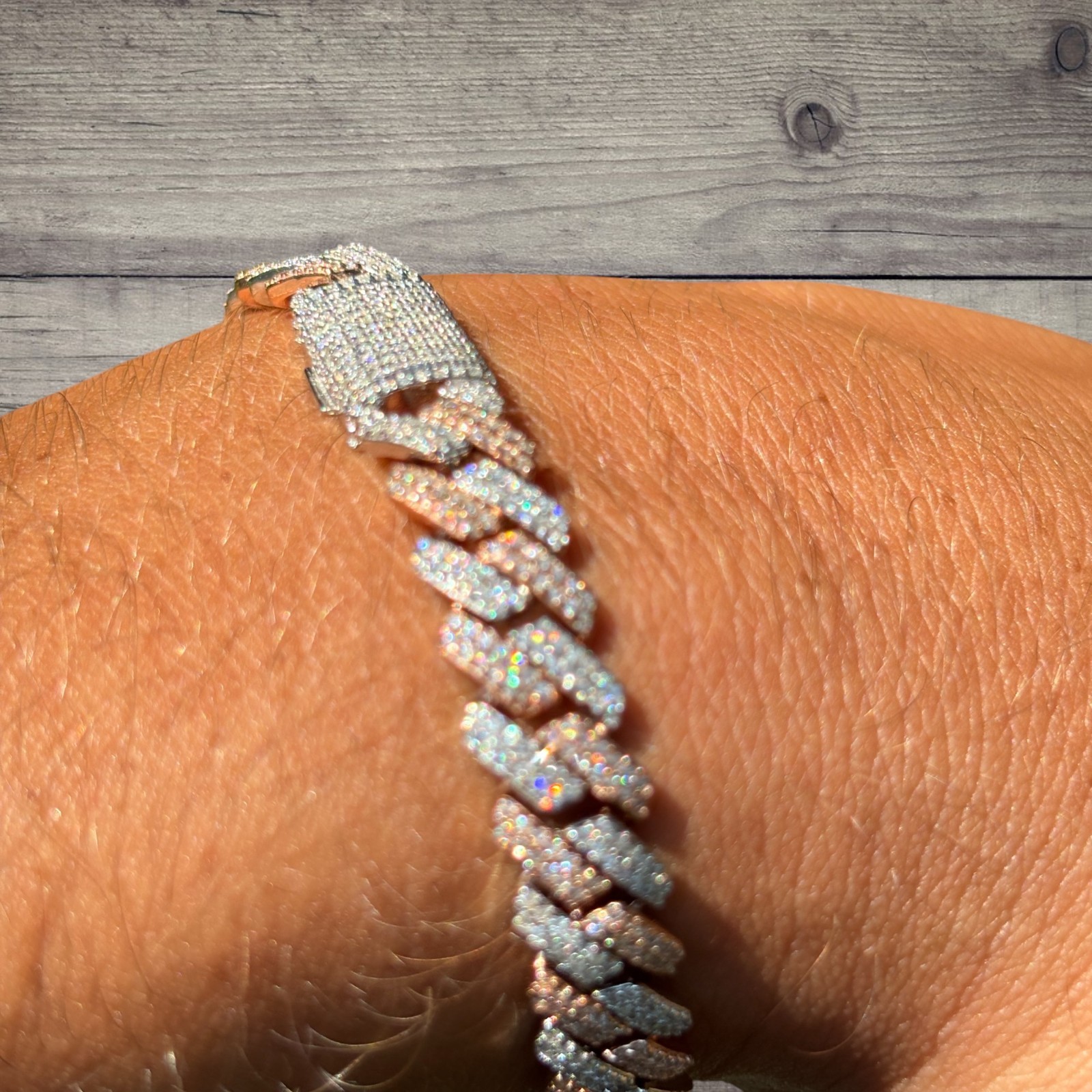 8mm Moissanite Cuban Prong Bracelet – 925 Sterling Silver or 14k Gold/Rose/Black